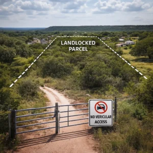 Landlocked parcels terrain enclavé au Texas sans accès routier légal