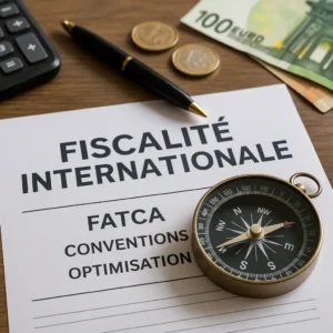 Fiscalité internationale : boussole posée sur document FATCA, conventions bilatérales et optimisation fiscale