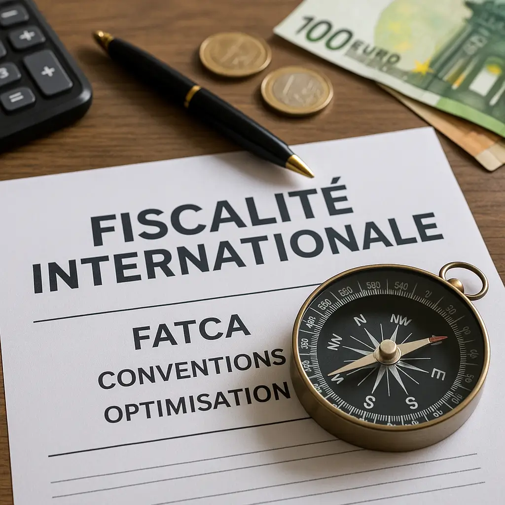 Fiscalité internationale : boussole posée sur document FATCA, conventions bilatérales et optimisation fiscale