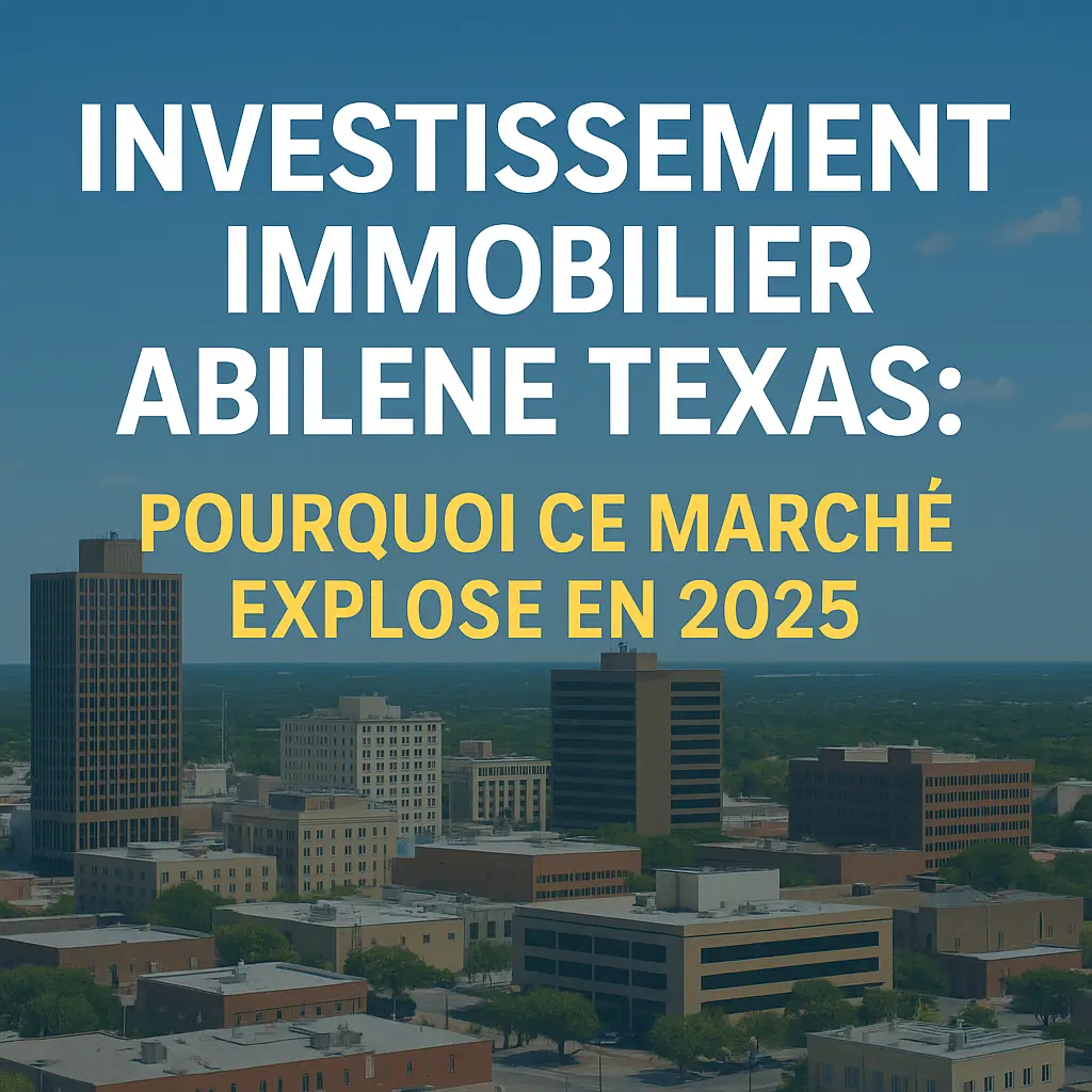 Investissement immobilier Abilene Texas, illustration d'une opportunité florissante en 2025 avec maisons modernes et croissance économique