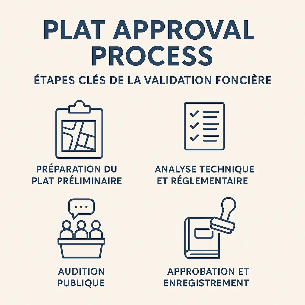 Plat approval process – schéma clair des étapes clés de la validation foncière aux États-Unis