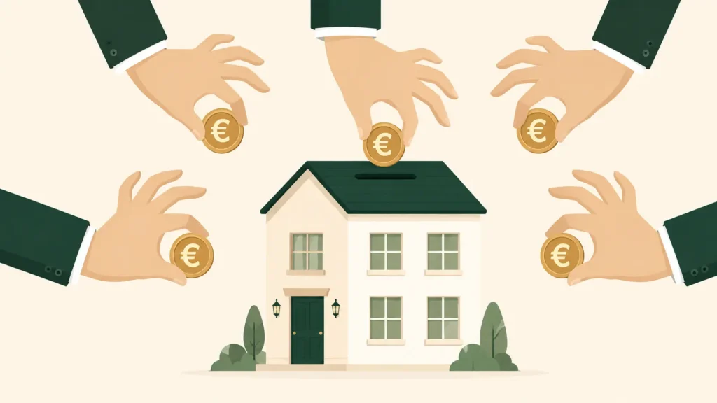Ejemplo de financiación colectiva inmobiliaria: varios inversores financian una vivienda