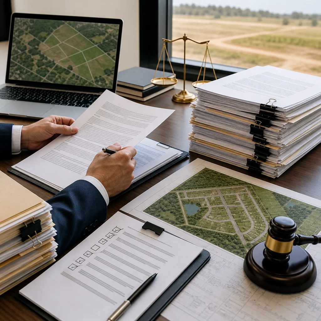 Contratos y planos para la adquisición de un terreno en Estados Unidos
