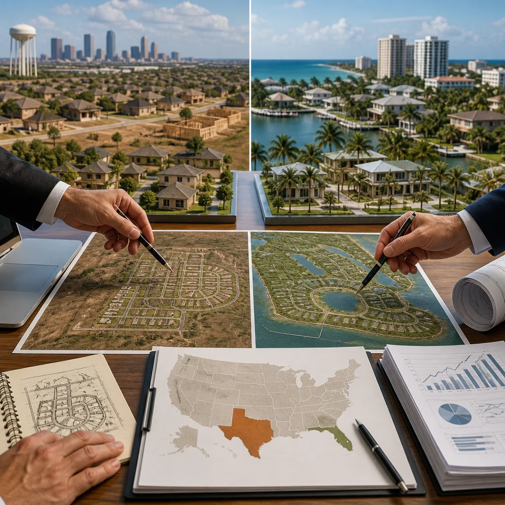 Comparación entre Texas y Florida en cuanto a las urbanizaciones residenciales